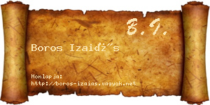 Boros Izaiás névjegykártya
